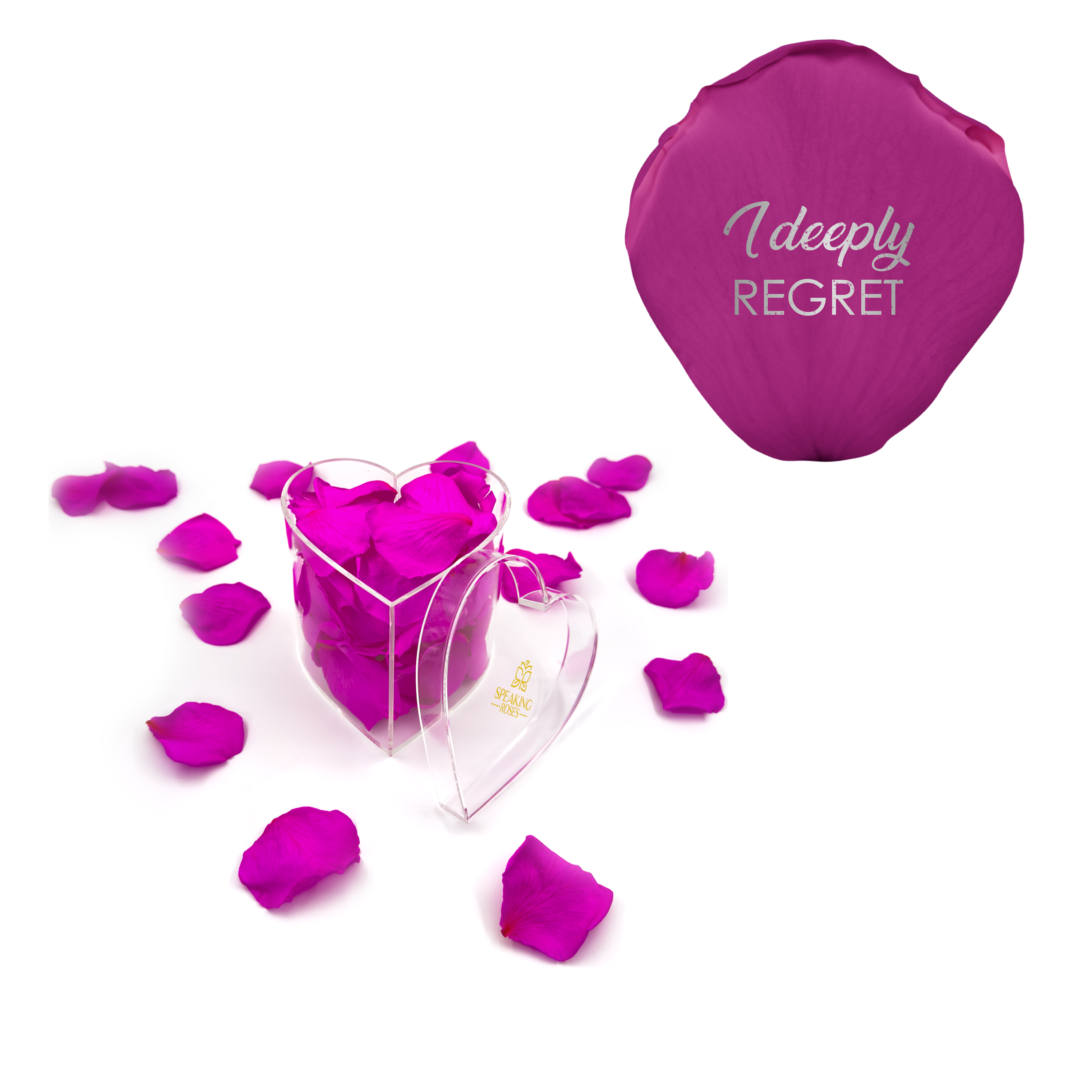 I deeply regret - Heart Acrylic Box (100 Preserved Petals)