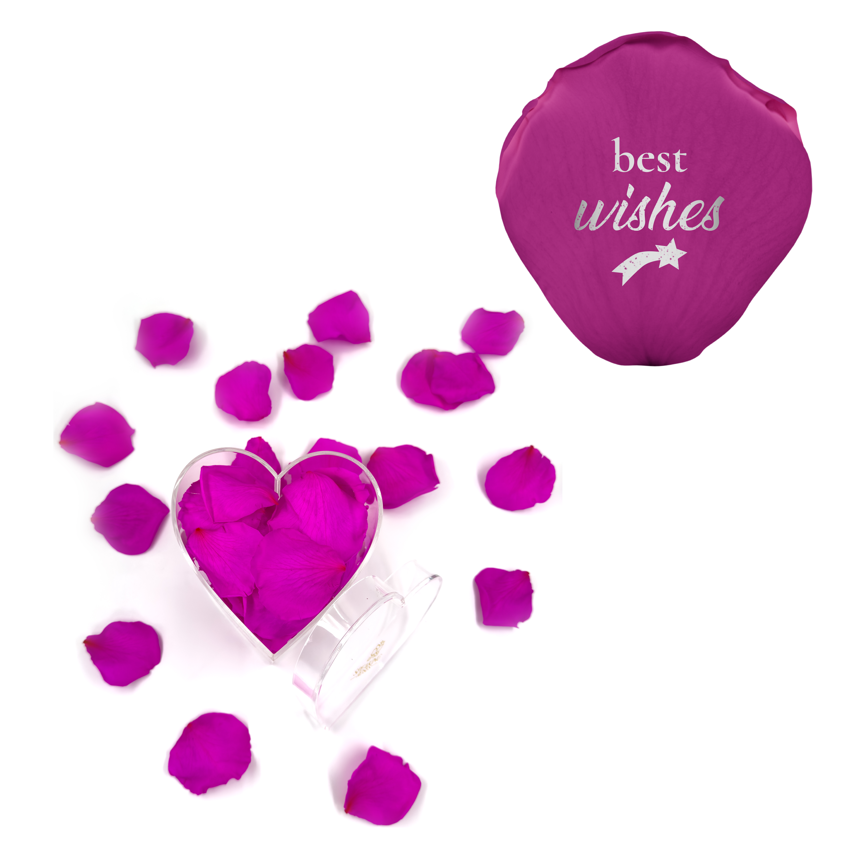 Best wishes! - Heart Acrylic Box (100 Preserved Petals)