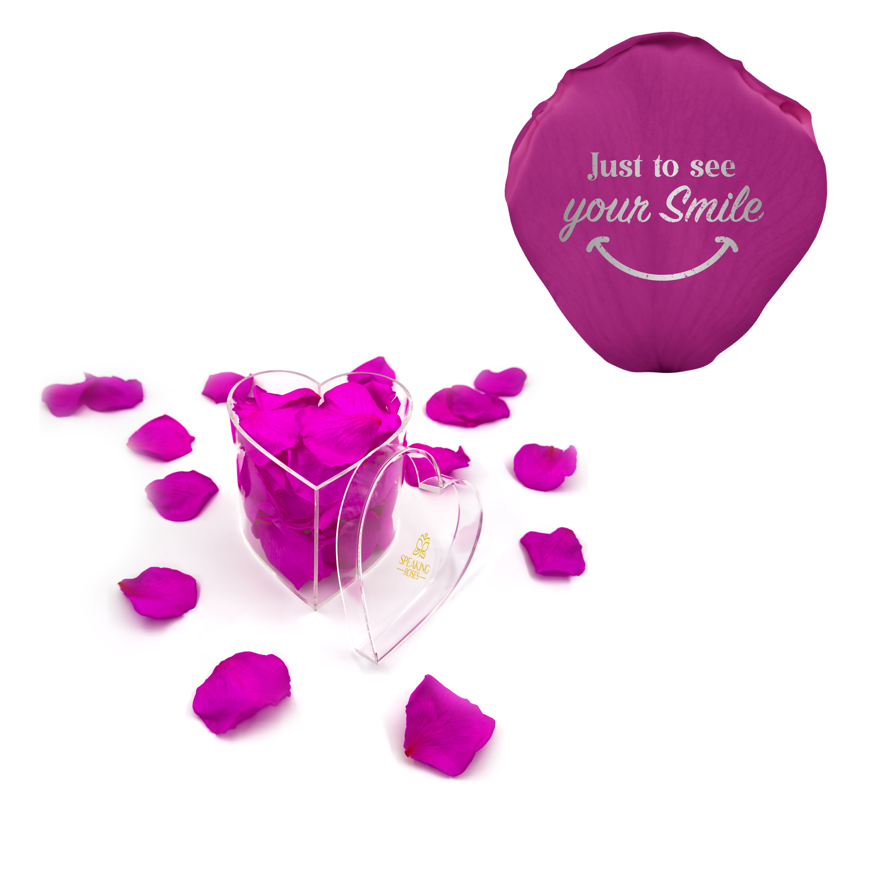 Just to see you smile - Heart Acrylic Box (100 Preserved Petals)