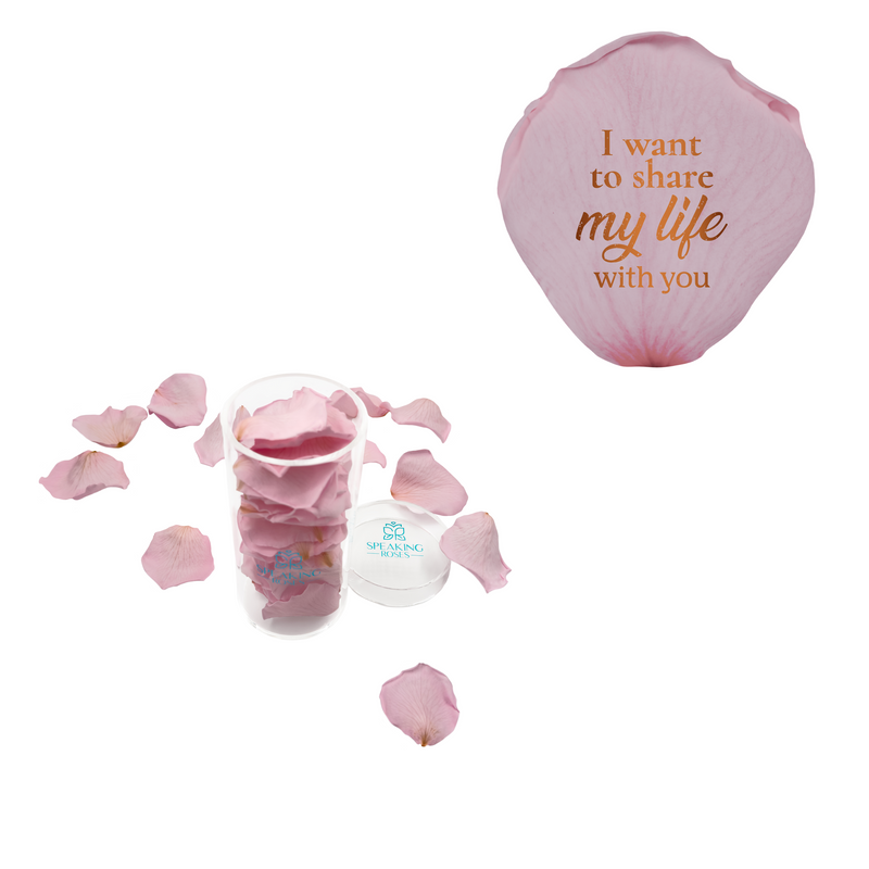 I want to share my life with you - Acrylic Round Box (25 Preserved Petals)