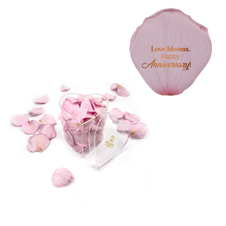 Love blooms, happy anniversary! - Heart Acrylic Box  (100 Preserved Petals)