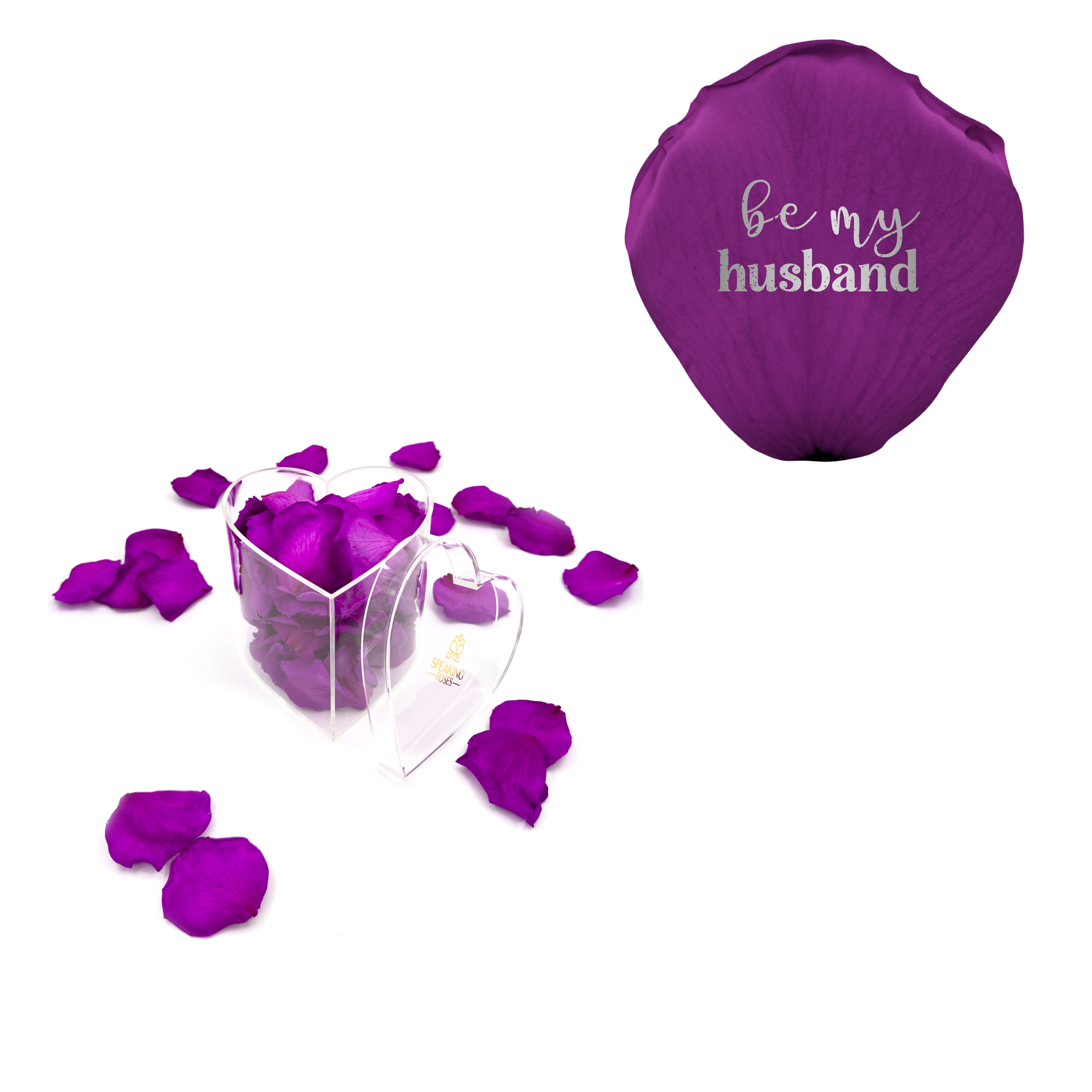 Be my husband - Heart Acrylic Box (100 Preserved Petals)