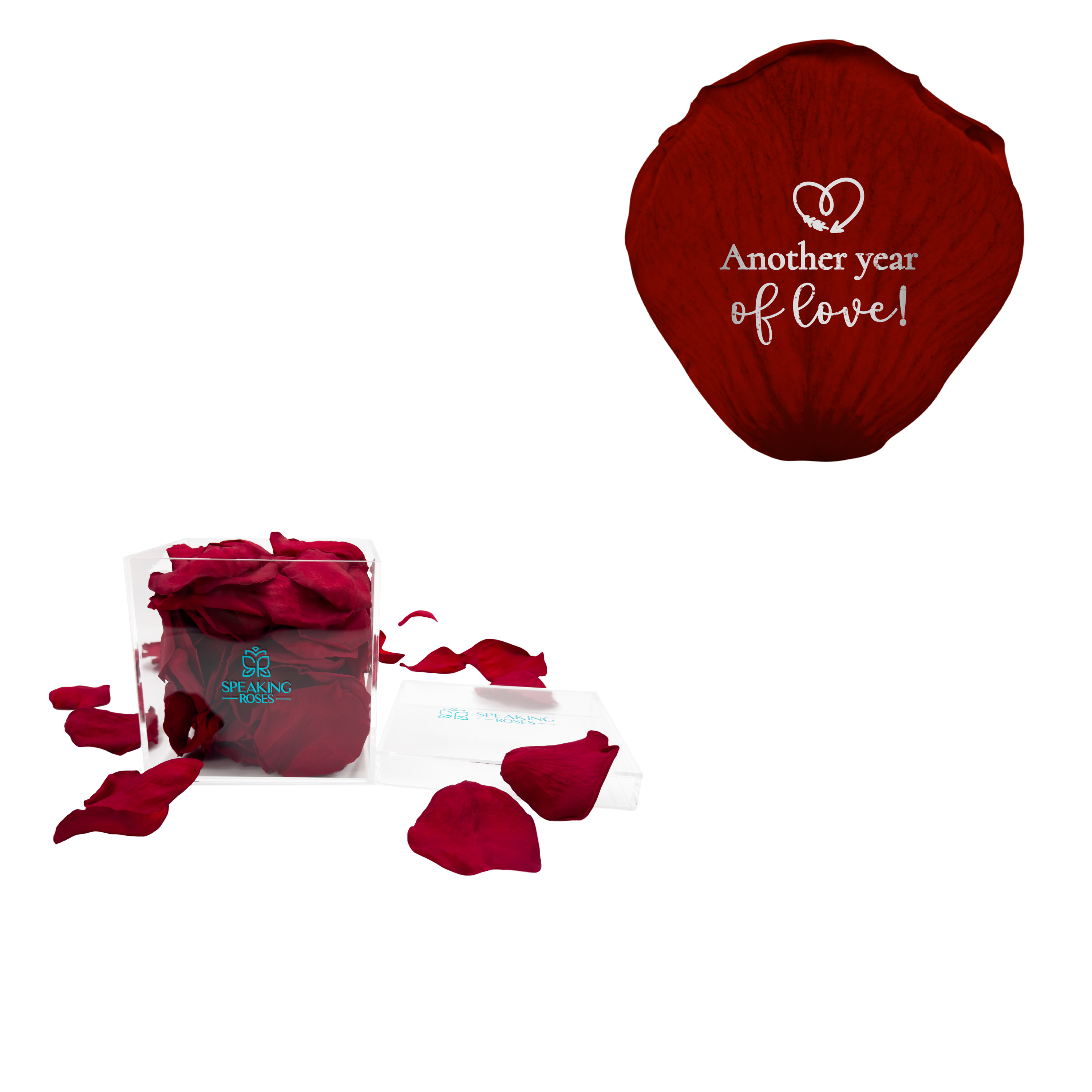 Another year of love! - Acrylic Square Box (150 Preserved Petals)