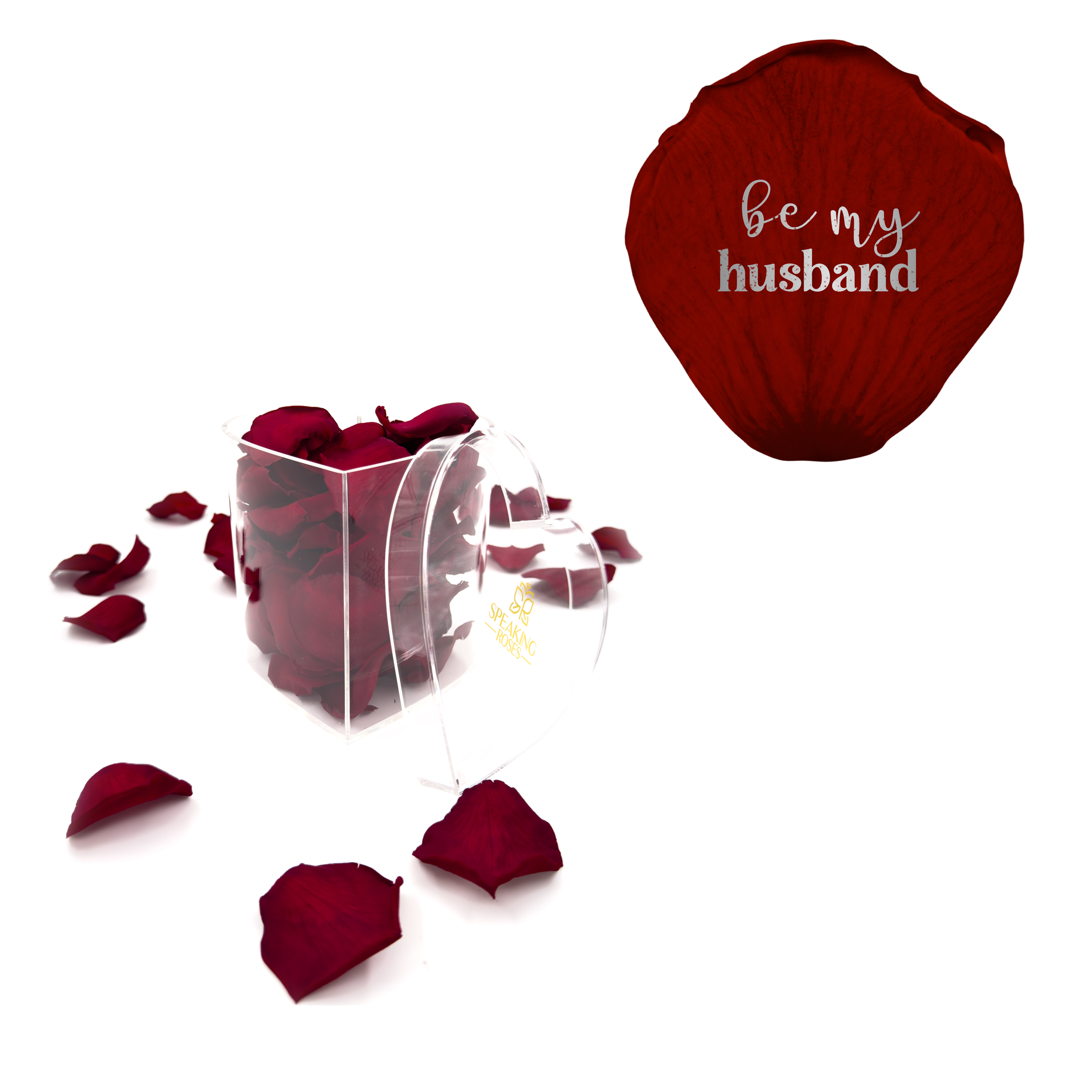 Be my husband - Heart Acrylic Box (100 Preserved Petals)