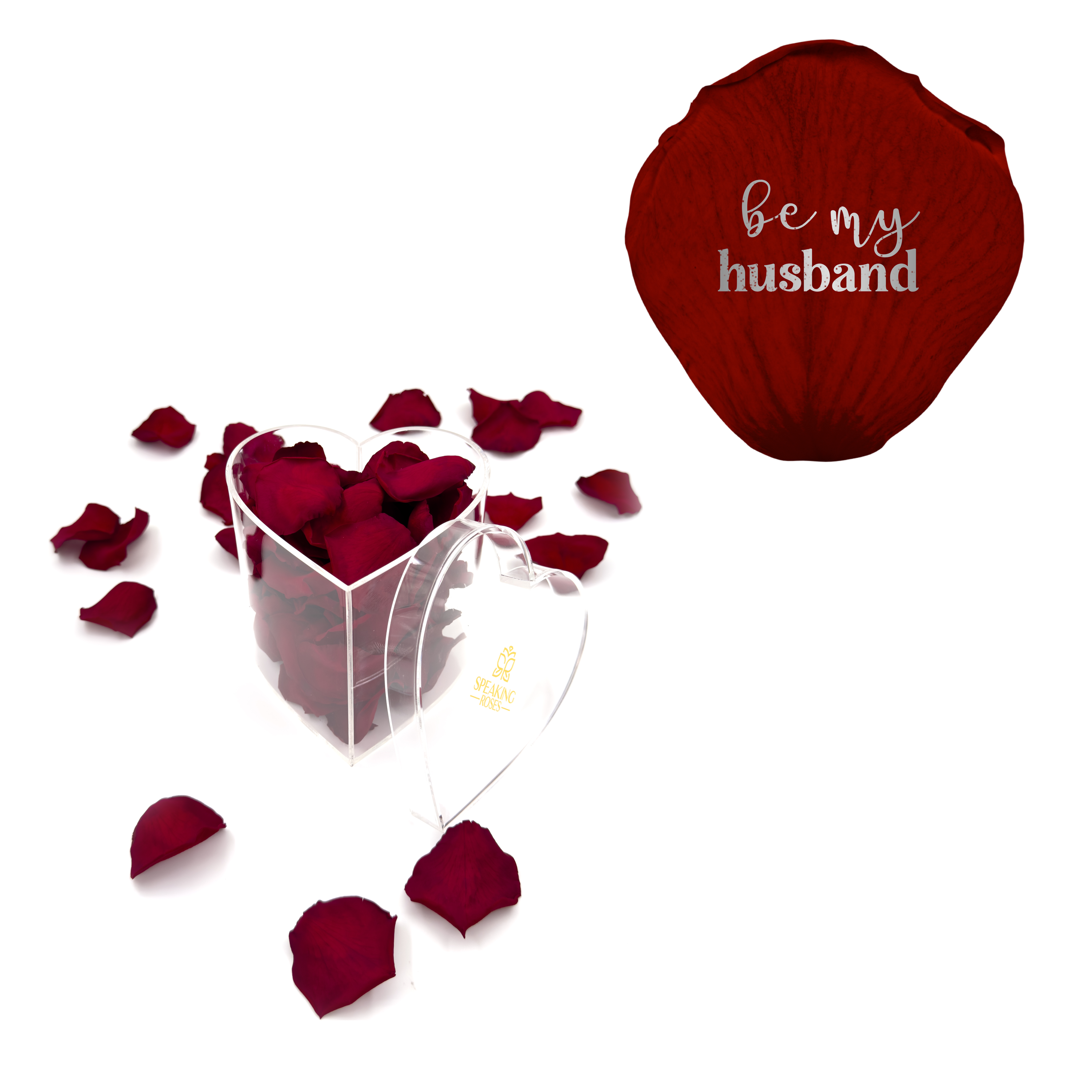 Be my husband - Heart Acrylic Box (100 Preserved Petals)