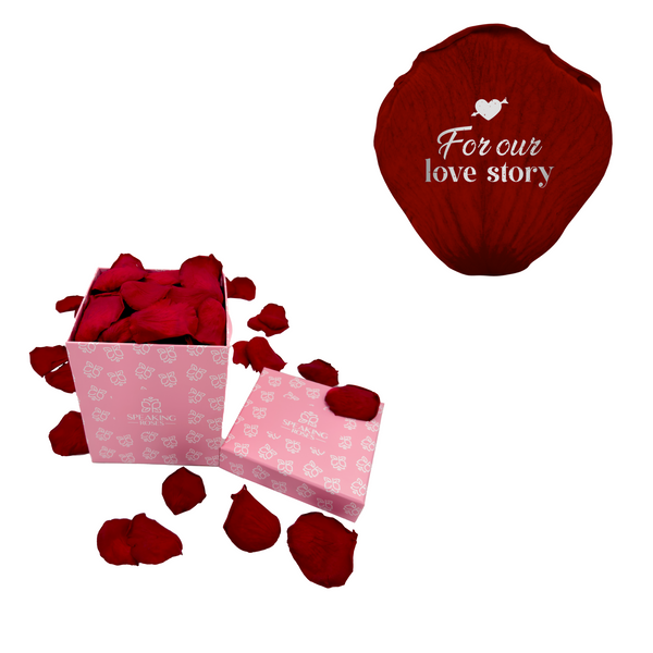 For our love story - Square Paper Box (100 Preserved Petals)