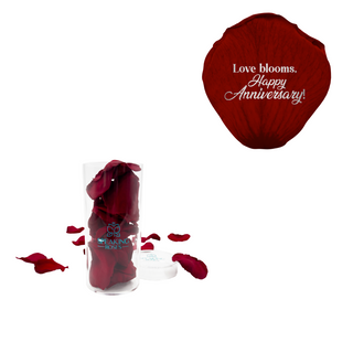 Love blooms, happy anniversary! - Acrylic Round Box (25 Preserved Petals)