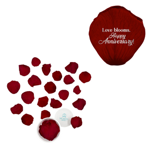Love blooms, happy anniversary! - Acrylic Round Box (25 Preserved Petals)