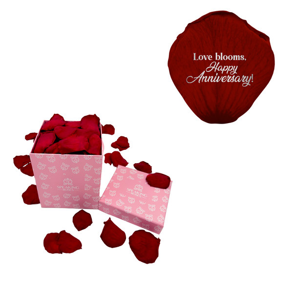 Love blooms, happy anniversary! - Square Paper Box (100 Preserved Petals)