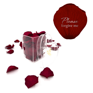 Please forgive me - Heart Acrylic Box  (100 Preserved Petals)