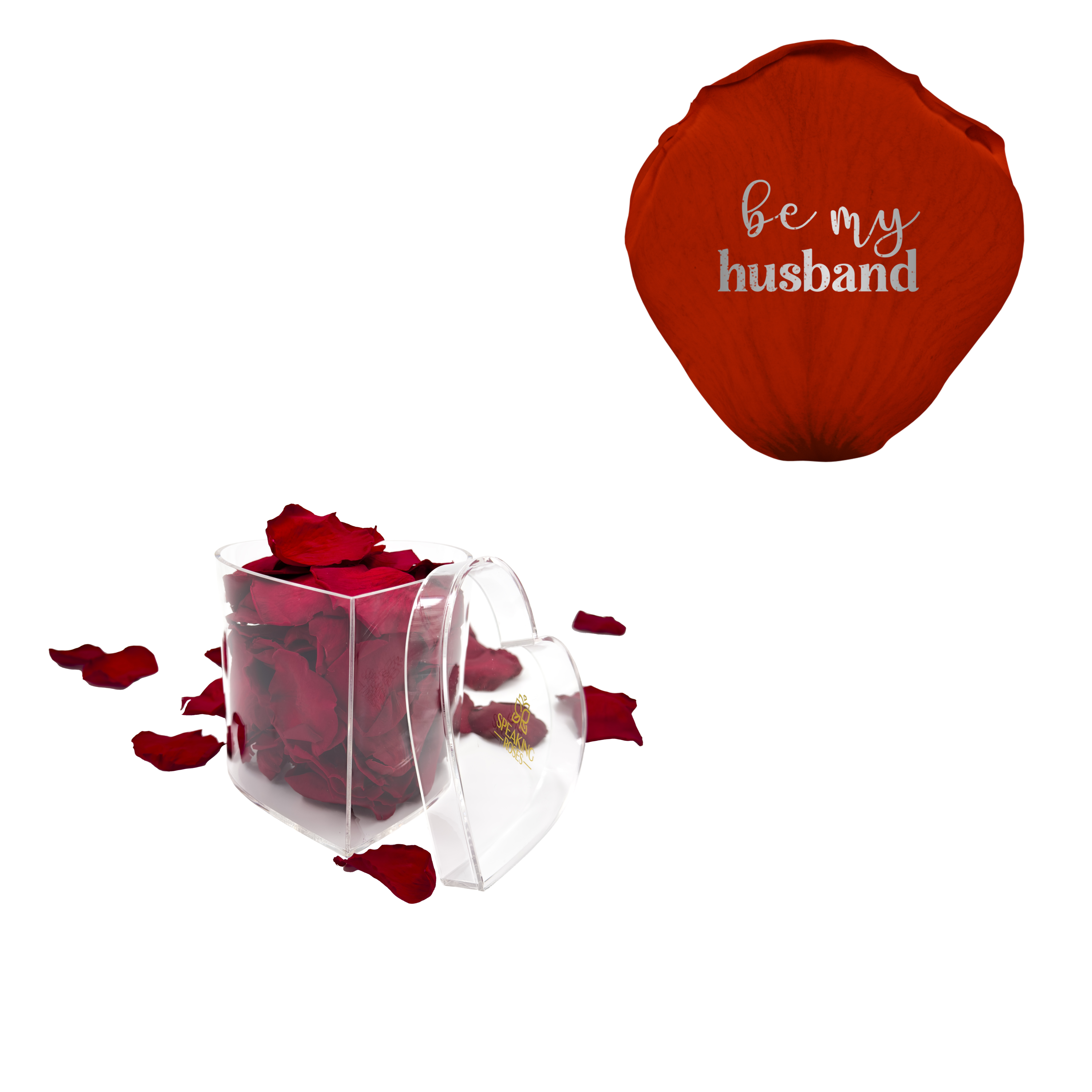 Be my husband - Heart Acrylic Box (100 Preserved Petals)