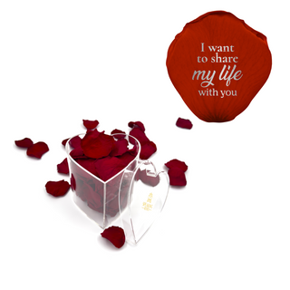 I want to share my life with you - Heart Acrylic Box  (100 Preserved Petals)