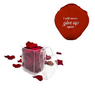 I will never give up again - Heart Acrylic Box  (100 Preserved Petals)