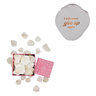 I will never give up again - Square Paper Box (100 Preserved Petals)