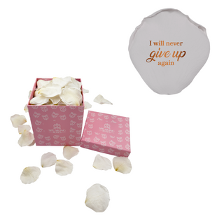 I will never give up again - Square Paper Box (100 Preserved Petals)