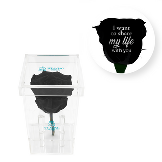 I want to share my life with you - Square Acrylic Box  (1 Preserved Stem)