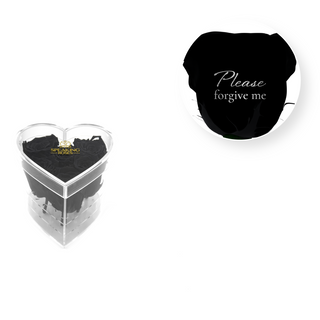 Please forgive me - Heart Acrylic Box  (6 Preserved Stems)
