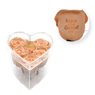 Enjoy your special day! - Heart Acrylic Box  (6 Preserved Stems)