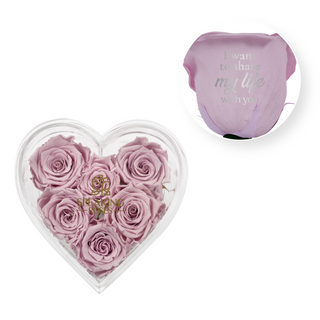 I want to share my life with you - Heart Acrylic Box  (6 Preserved Stems)