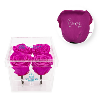 I love you - Square Acrylic Box  (4 Stems Heads)