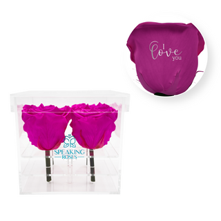I love you - Square Acrylic Box  (4 Stems Heads)