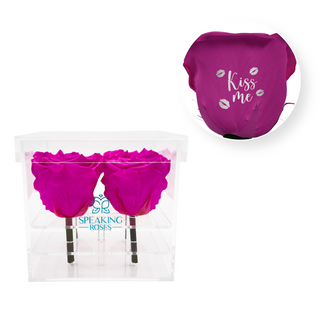 Kiss me - Square Acrylic Box  (4 Stems Heads)