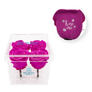 Kiss me - Square Acrylic Box  (4 Stems Heads)