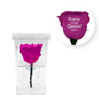 Enjoy your special day! - Square Acrylic Box  (1 Preserved Stem)