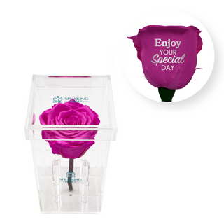 Enjoy your special day! - Square Acrylic Box  (1 Preserved Stem)
