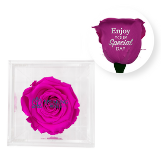 Enjoy your special day! - Square Acrylic Box  (1 Preserved Stem)