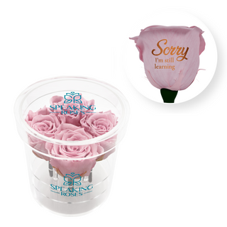 Sorry, I´m still learning - Round Acrylic Box (4 Preserved Stems)