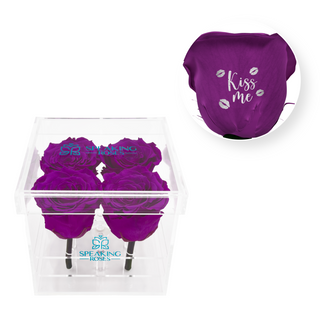 Kiss me - Square Acrylic Box  (4 Stems Heads)