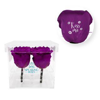 Kiss me - Square Acrylic Box  (4 Stems Heads)