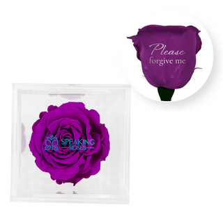 Please forgive me - Square Acrylic Box  (1 Preserved Stem)