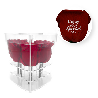 Enjoy your special day! - Heart Acrylic Box  (6 Preserved Stems)
