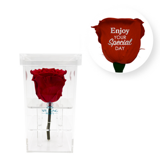 Enjoy your special day! - Square Acrylic Box  (1 Preserved Stem)
