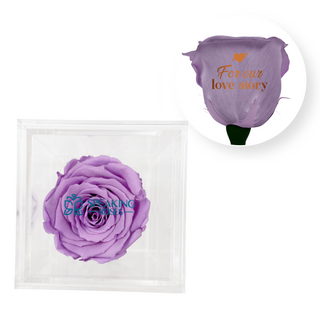 For our love story - Square Acrylic Box  (1 Preserved Stem)