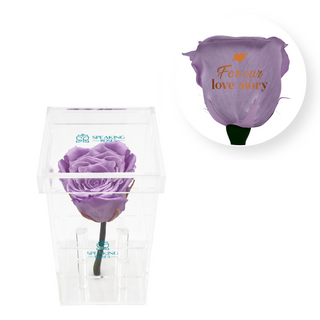 For our love story - Square Acrylic Box  (1 Preserved Stem)