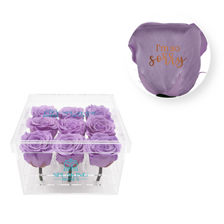I’m so sorry - Acrylic Square Box (9 Preserved Rose Stem)