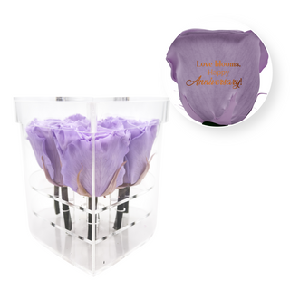 Love blooms, happy anniversary! - Heart Acrylic Box  (6 Preserved Stems)