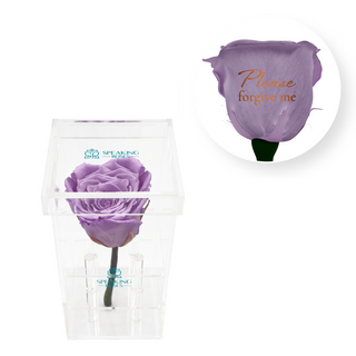 Please forgive me - Square Acrylic Box  (1 Preserved Stem)