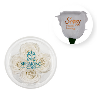 Sorry, I´m still learning - Round Acrylic Box (4 Preserved Stems)
