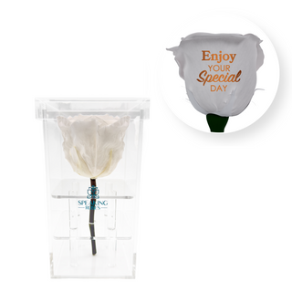 Enjoy your special day! - Square Acrylic Box  (1 Preserved Stem)