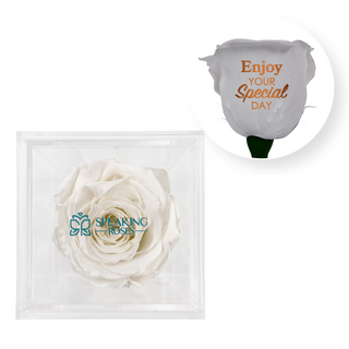 Enjoy your special day! - Square Acrylic Box  (1 Preserved Stem)