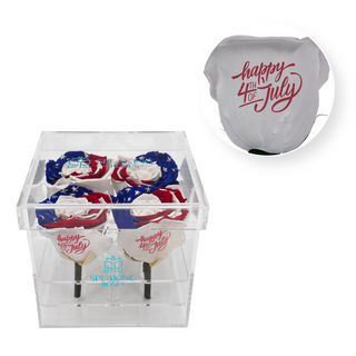 July 4 th -  Acrylic Square Box (4 Preserved Stem)