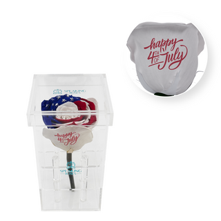July 4 th -  Acrylic Square Box (1 Long-Lasting Rose Stem)