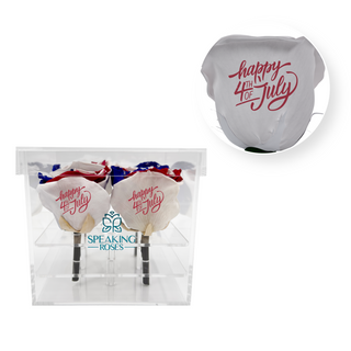 July 4 th -  Acrylic Square Box (4 Preserved Stem)