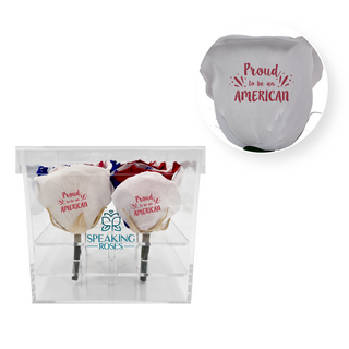 Proud To Be An American -  Acrylic Square Box (4 Preserved Stems)