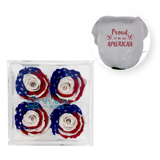 Proud To Be An American -  Acrylic Square Box (4 Preserved Stems)