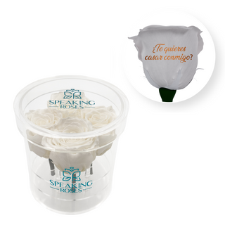¿Te quieres casar conmigo? - Round Acrylic Box (4 Preserved Stems)